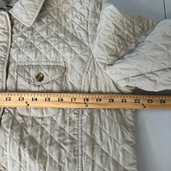 J Jill Quilted Full Zip Jacket Size L Tan Pockets Fall Outdoor Classic - Picture 9 of 13